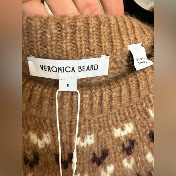 Veronica Beard Anne Fairisle Wool Alpaca Sweater Russet Brown Size Small New - Picture 6 of 7